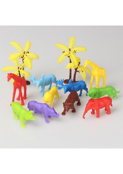 Özel 669 Toy Play 12 Parça Renkli Mini Vahşi Hayvanlar Figür Seti 4-6 cm Fırsat!!!