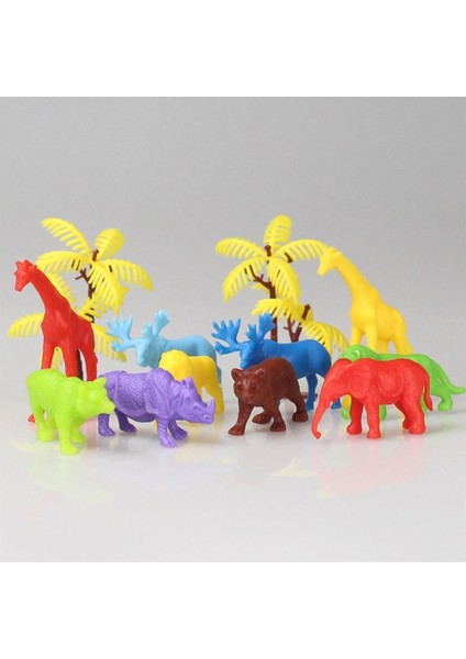 Özel 669 Toy Play 12 Parça Renkli Mini Vahşi Hayvanlar Figür Seti 4-6 cm Fırsat!!!