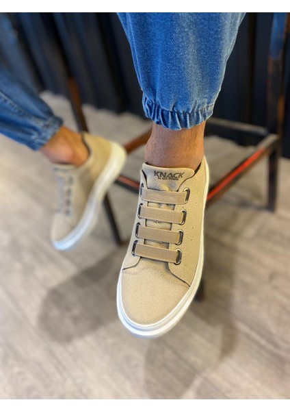 J521 Bağcıksız Lastikli 4 Bantlı Ortopedik Taban Erkek Günlük Süet Sneaker Spor Ayakkabı Bt Vizon fiyatları