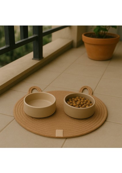 40X40 cm Evcil Hayvan Mama Paspası, Kedi Servis Altlığı, Şık ve Dayanıklı Bej Renk fiyatları