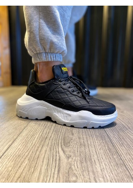 J-N75 Bağcıklı Ortopedik Taban Erkek Kapitone Desenli Günlük Sneaker Spor Ayakkabı Bt Siyah modelleri