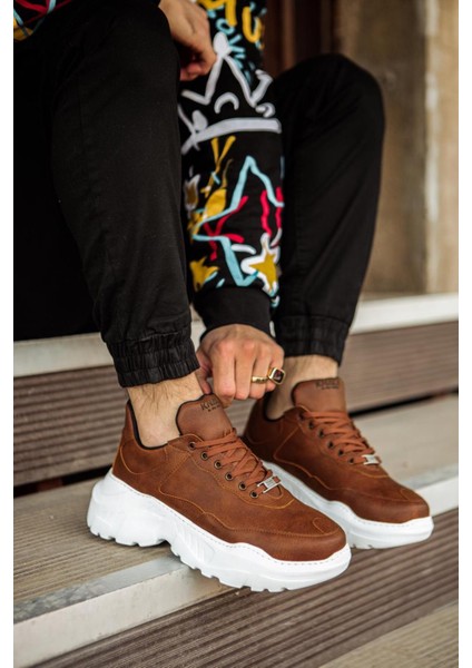 J-N75 Bağcıklı Ortopedik Taban Erkek Günlük Sneaker Spor Ayakkabı Bt Taba