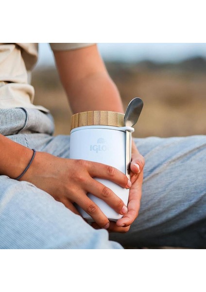 Çelik Yemek Termos - Igloo - Bamboo - 500 ml - Beyaz - 205789
