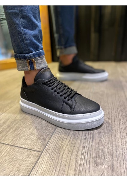 J421 Bağcıklı Ortopedik Taban Erkek Günlük Sneaker Spor Ayakkabı Bt Siyah