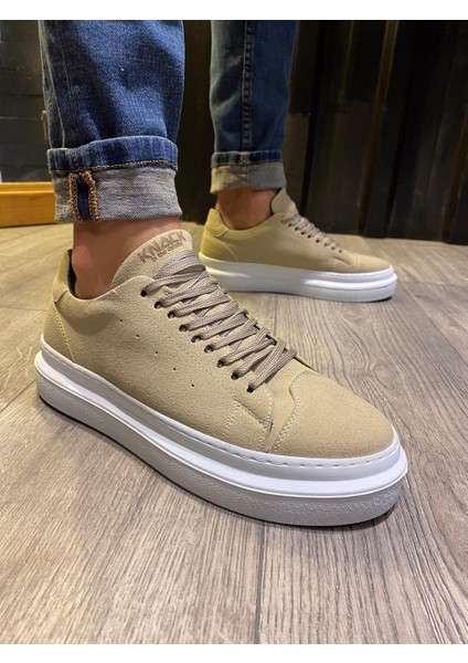 J421 Bağcıklı Ortopedik Taban Erkek Günlük Süet Sneaker Spor Ayakkabı Bt Vizon modelleri