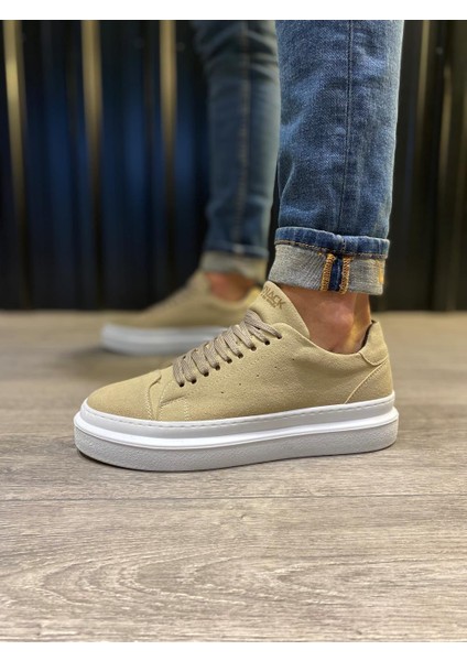 J421 Bağcıklı Ortopedik Taban Erkek Günlük Süet Sneaker Spor Ayakkabı Bt Vizon fırsatları