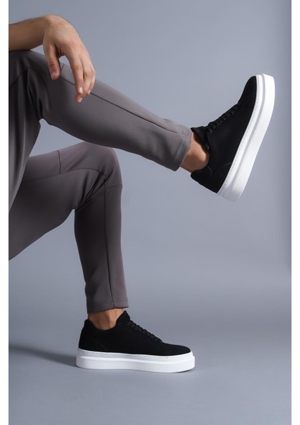 J421 Bağcıklı Ortopedik Taban Erkek Günlük Süet Sneaker Spor Ayakkabı Bt Siyah fiyatları