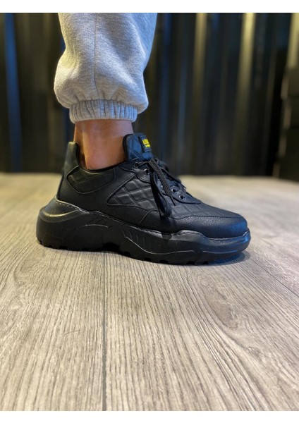 J-N75 Bağcıklı Ortopedik Taban Erkek Kapitone Desenli Günlük Sneaker Spor Ayakkabı St Siyah fiyatları