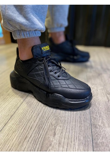 J-N75 Bağcıklı Ortopedik Taban Erkek Kapitone Desenli Günlük Sneaker Spor Ayakkabı St Siyah fırsatları