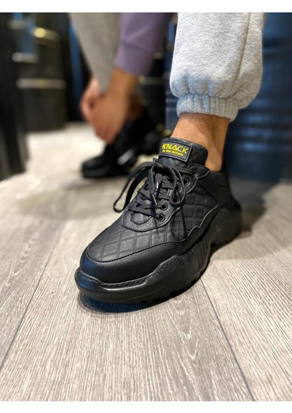 J-N75 Bağcıklı Ortopedik Taban Erkek Kapitone Desenli Günlük Sneaker Spor Ayakkabı St Siyah indirimleri