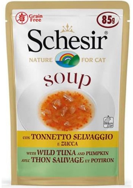 Ton Balıklı ve Bal Kabaklı Tahılsız Yetişkin Kedi Çorbası 85G
