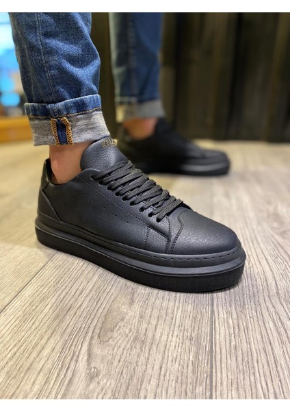 J421 Bağcıklı Ortopedik Taban Erkek Günlük Sneaker Spor Ayakkabı St Siyah
