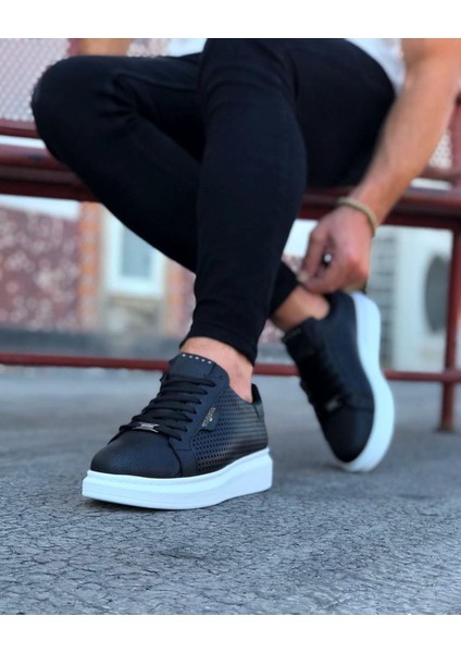 J01 Bağcıklı Delik Desenli Ortopedik Taban Erkek Sneaker Günlük Ayakkabı Bt Siyah fiyatları