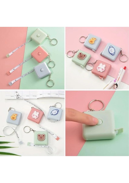 OMB Store Sevimli Yumuşak Stickerli 150 cm Uzunluğunda Pratik Taşınabilir Çanta Boy Anahtarlıklı Mezura