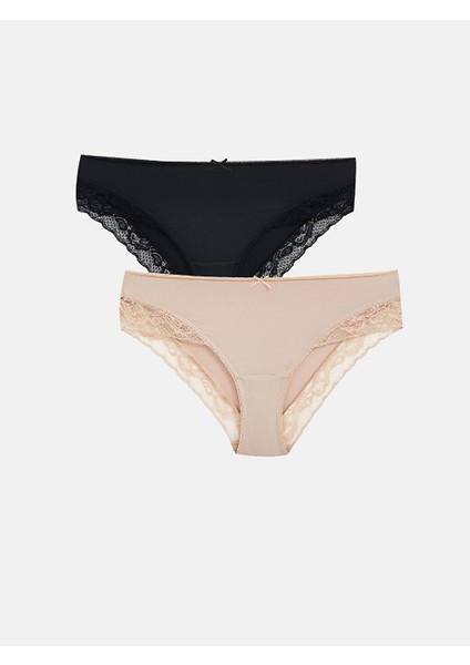 Yeni Sezon Dantel Detayli Bikini Kulot 2'li Paket - S50524Z8