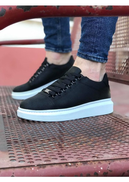 J08 Bağcıklı Ortopedik Taban Erkek Sneaker Günlük Ayakkabı Bt Siyah fiyatları