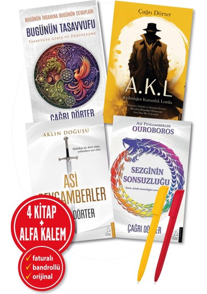 Alfa Kalem+ Çağrı Dörter Yeni 4 Kitap Bugünün Tasavvuf+Asi+Sezginin Sonsuz+Aydınlığın Karanlık Lord