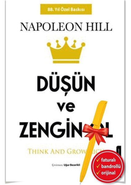 Alfa Kalem+ Napoleon Hill 2 Kitap Yeni Baskı (Düşün ve Zengin Ol+Zenginliğin Anahtarı)-Destek