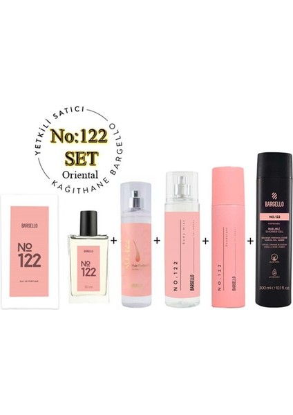 122 Kadın Parfüm Set ( Parfüm - Saç Parfümü - Bodymist - Deodorant - Duş Jeli ) - MNMS122SETDUŞ2