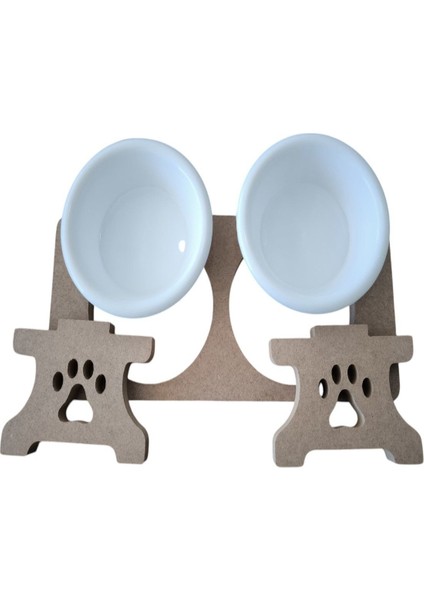 Ahşap Demonte Kedi Mama ve Su Kabı, Beyaz, 2'li Set fırsatları