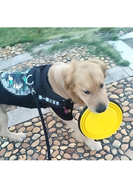 Yumuşak ve Taşınabilir Kedi Köpek Mama Su Kabı ve Oyuncak Sarı