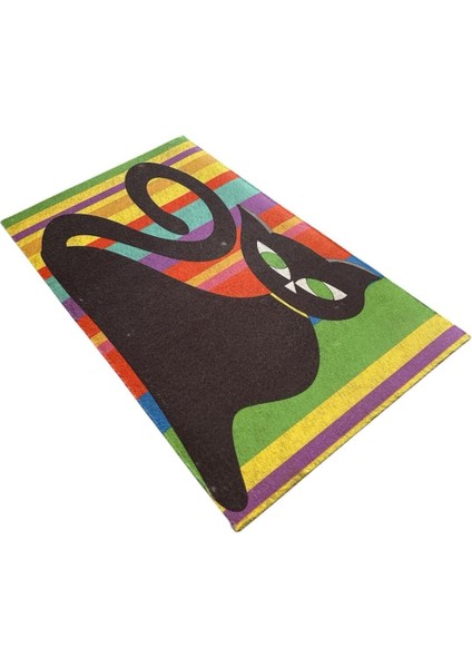 Renkli Kedi Teması Amerikan Servis Mama ve Su Kabı Paspası 60X45 fiyatları