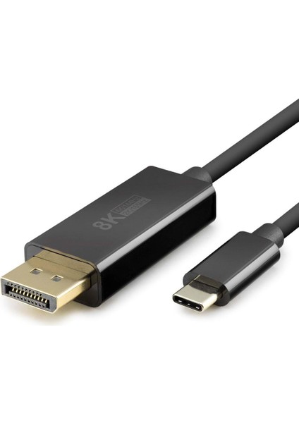 Büro Ev Ofis Network Için 1,8mt Siyah 8k 60Hz Type-C To Dısplay Kablo