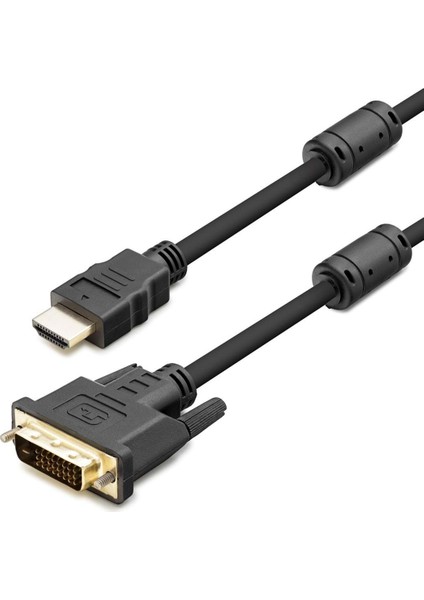 Büro Ev Ofis Network Dönüştürücü Için 1,8mt Siyah 24+1 Dvı To Pvc Hdmı Kablo
