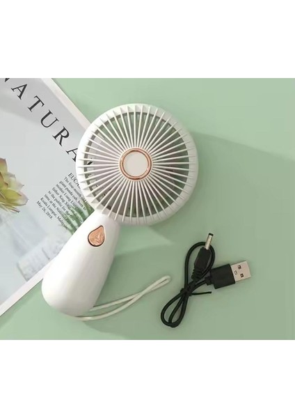 Büro Ev Ofis Yazlık Için Şarjlı Mini Vantilatör Taşınır Işıklı Serinletici El Fanı