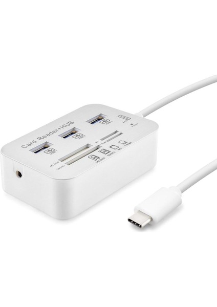 Büro Ev Ofis Network Için Beyaz 3usb3.0 Ms Sd M2 Tf Type-C Combo Hub