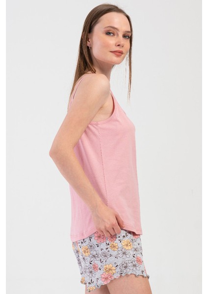 Kadın Ip Askılı Şortlu Pijama Takım , 409061