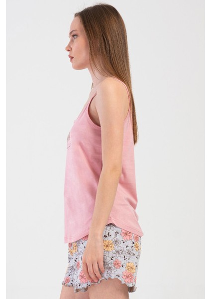 Kadın Ip Askılı Şortlu Pijama Takım , 409061