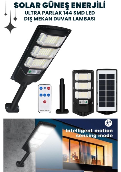 Solar 144 LED – Güneş Enerjili Kumandalı Dış Mekan Hareket Sensörlü Bahçe Aydınlatma