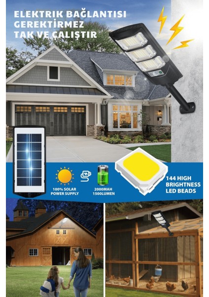 Solar 144 LED – Güneş Enerjili Kumandalı Dış Mekan Hareket Sensörlü Bahçe Aydınlatma fırsatları