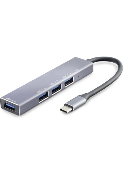 Büro Ev Ofis Network Bağlantısı Için Gri 4 Usb3.0 1 Type-C Hub
