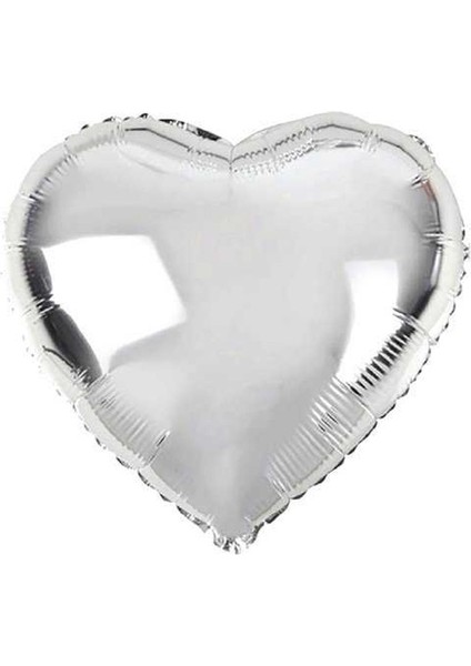 Büro Ev Partisi Için 5ADET 45CM Silver Kalp Şekilli Folyo Balon Seti