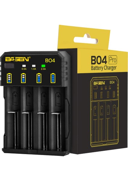 Büro Ev Ofis Kamp Için Bo-4 Pro Li-Ion / Ni-Cd / Ni-Mh Pil Şarj Aleti