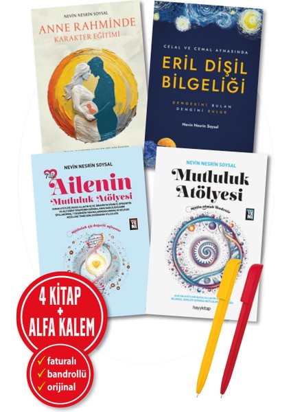 Alfa Kalem+Soysal 4 Kitap (Karakter Eğitimi+Eril Dişil+7 Ced+Mutluluk Atölyesi)