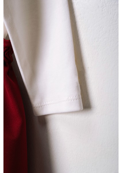 Kız Çocuk Bebek Bordo Krep Elbise Bandana Uzun Kol Badi Takım fırsatları