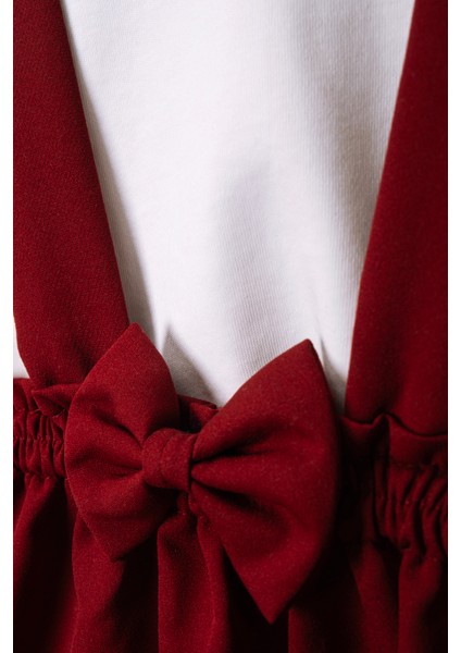 Kız Çocuk Bebek Bordo Krep Elbise Bandana Uzun Kol Badi Takım indirimleri