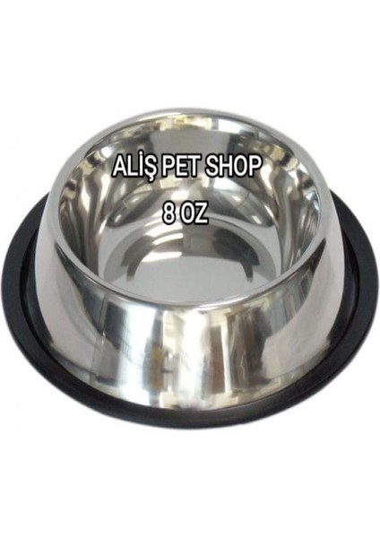 8 Oz Çelik Mama Kabı, Sağlam ve Şık Tasarım, Kolay Temizlenebilir
