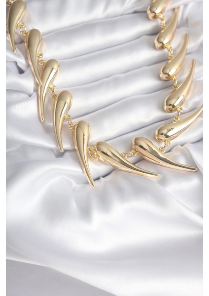 Vıp Seri Özel Tasarım Gold Renk Kadın Kolye - Modern Çözüm - Minimal Tarz