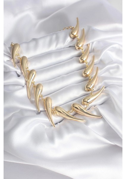Vıp Seri Özel Tasarım Gold Renk Kadın Kolye - Modern Çözüm - Minimal Tarz fiyatları