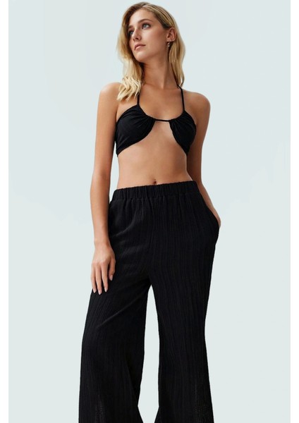 Şık Bluz Pantolon Takım Nefes Alan Keten Karışımı Dayanıklı Malzeme Yüksek Kalite