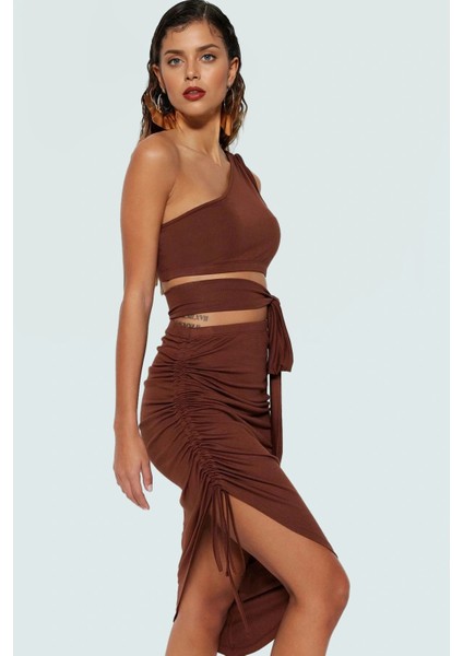 Şık Kadın Yazlık Bluz Etek Takım Regular Kesim Viskoz Kumaş Uzun Ömürlü Günlük Kullanım Için