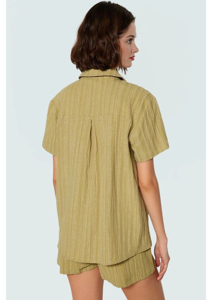 Kısa Kollu Oversize Keten Karışımlı Şort Takım Plaj ve Günlük Kullanım Için modelleri