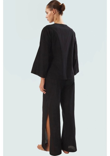 Rahat Pamuklu Plaj Takımı Gömlek ve Pantolon Keten Karışımlı Dokuma Yüksek Kalite modelleri