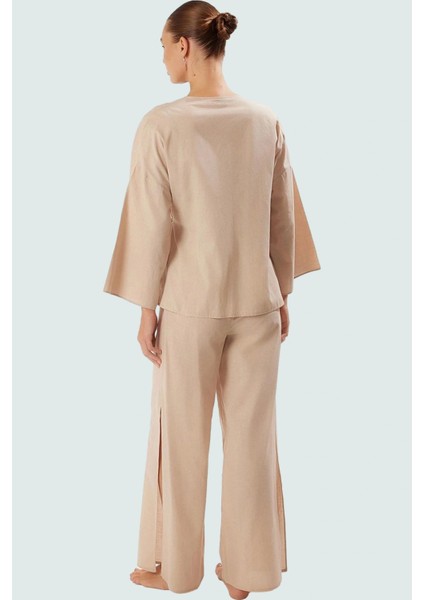 Rahat Pamuklu Plaj Takımı Gömlek ve Pantolon Keten Karışımlı Dokuma Yüksek Kalite fiyatları