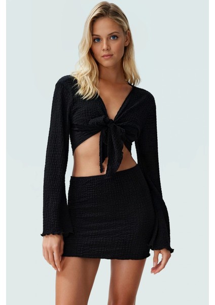 Dokuma Polyester Mini Etek Bluz Takımı Regular Kalıp Yazlık Şıklık Yüksek Kalite Uzun Ömürlü