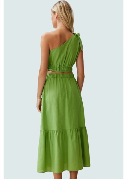 Dokuma Pamuklu Kadın Yazlık Tek Omuz Bluz Etek Takımı Basic Kesim Rahat Kullanım Dayanıklı Malzeme modelleri